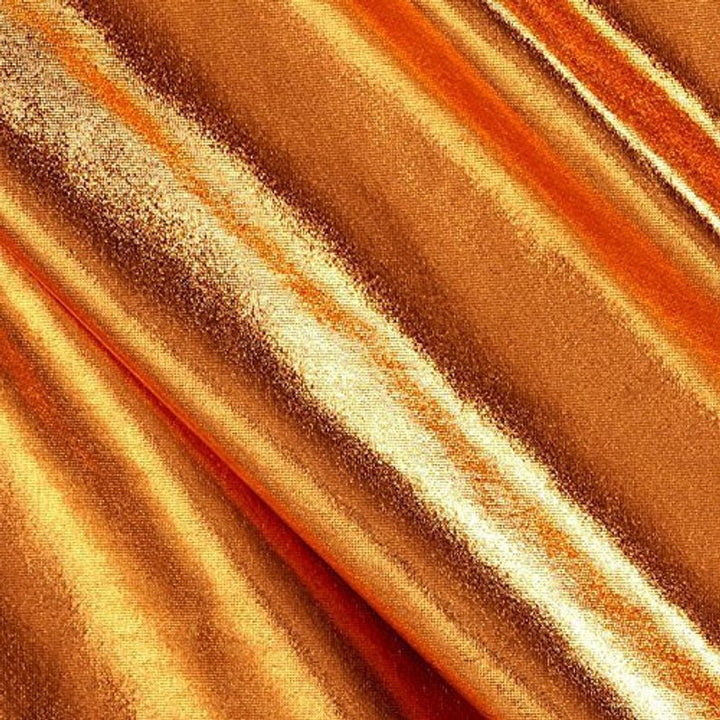 Metallic Lame Foil Spandex Knit Fabric | Gold - FabricLA.com