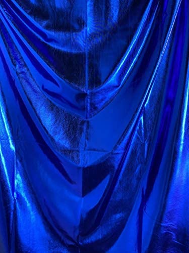 Metallic Lame Foil Spandex Knit Fabric | Royal Blue - FabricLA.com
