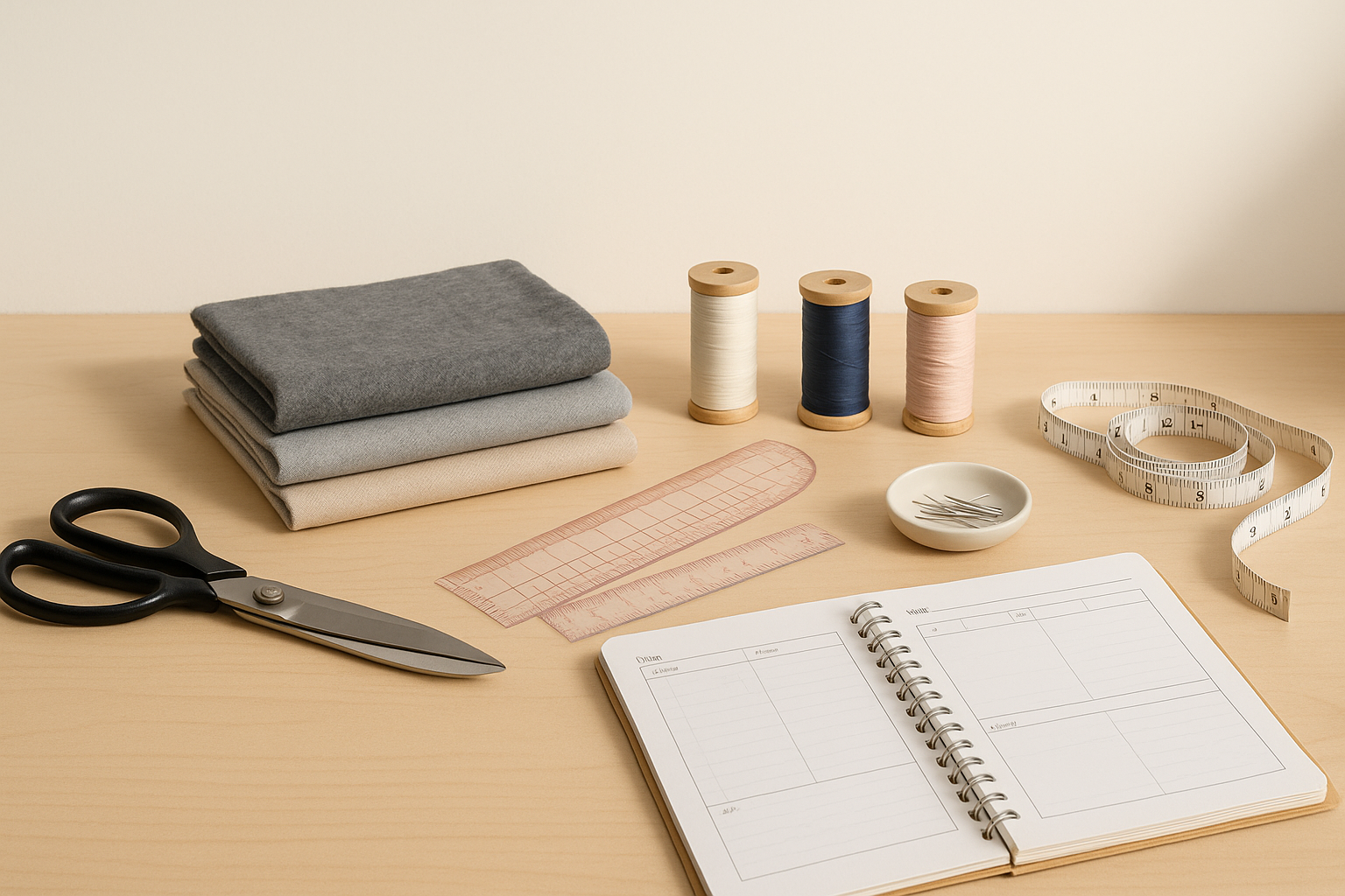 Minimal, modern fashion-studio workspace banner.
