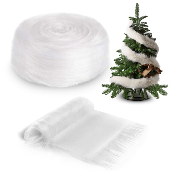 FabricLA Faux Fur Ribbon Trim Fabric - 4" Wide x 72" Long (6 FT) - Soft Christmas Fur Great for Crafting, Sewing, and Decorating - White - FabricLA.com