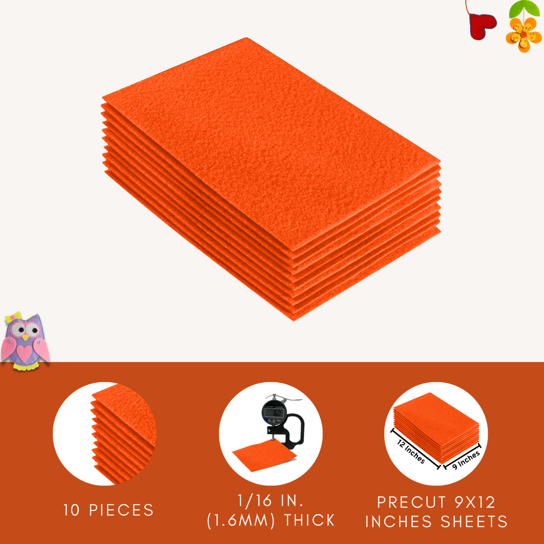 Acrylic Felt 9"X12" Sheet Packs | Light Orange - FabricLA.com