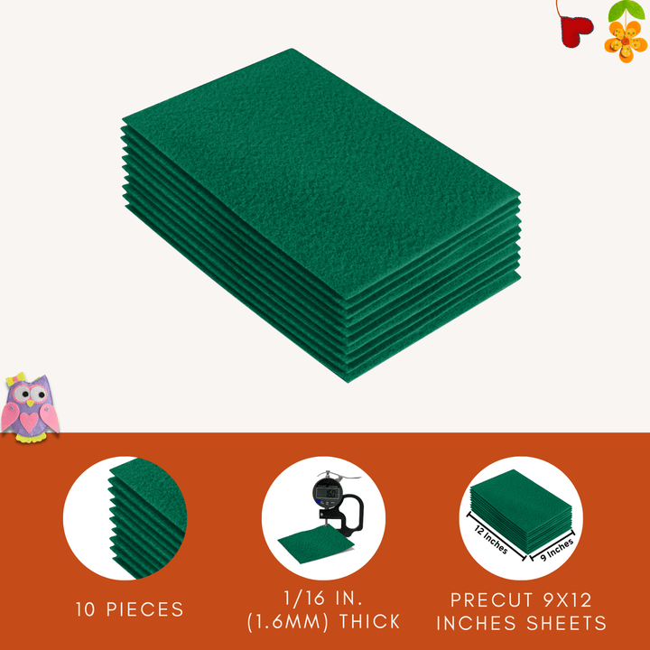 Acrylic Felt 9"X12" Sheet Packs | Kelly Green - FabricLA.com