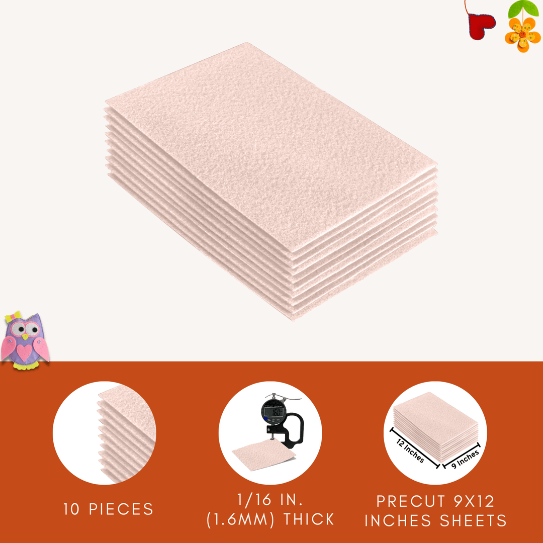 Acrylic Felt 9"X12" Sheet Packs | Ivory - FabricLA.com