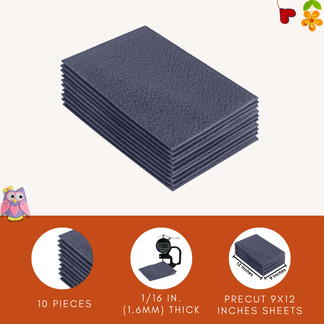 Acrylic Felt 9"X12" Sheet Packs | Heather Gray - FabricLA.com