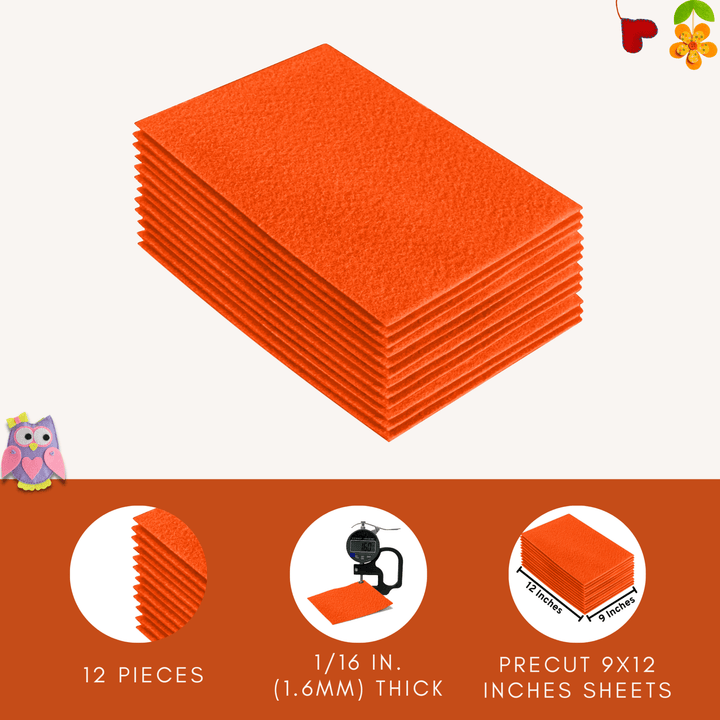 Acrylic Felt 9"X12" Sheet Packs | Light Orange - FabricLA.com