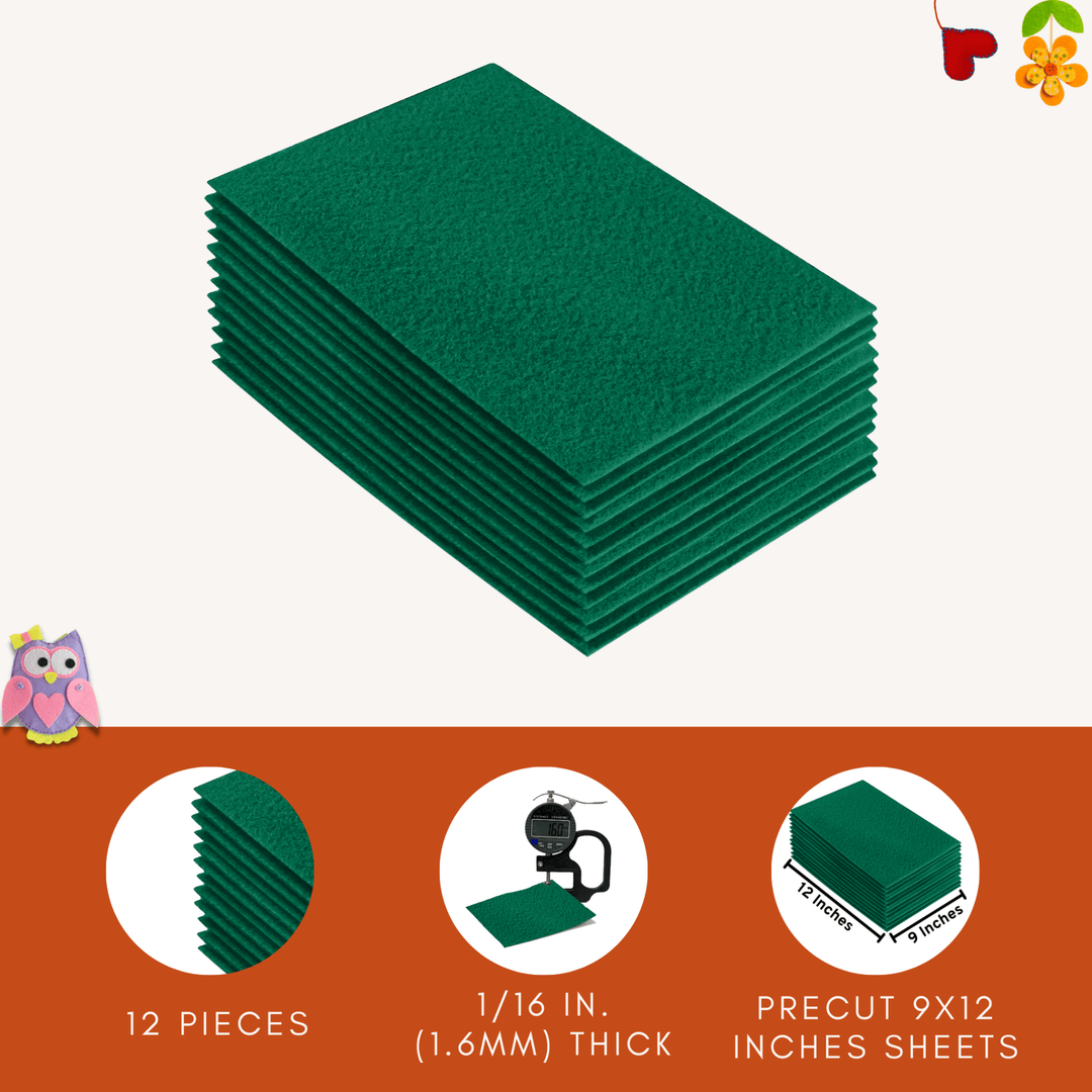 Acrylic Felt 9"X12" Sheet Packs | Kelly Green - FabricLA.com