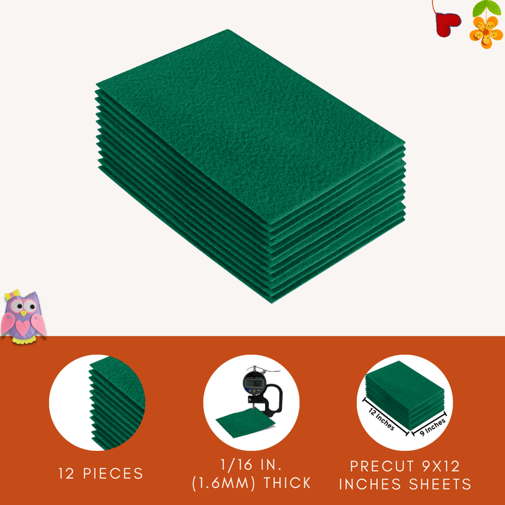 Acrylic Felt 9"X12" Sheet Packs | Kelly Green - FabricLA.com