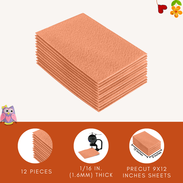 Acrylic Felt 9"X12" Sheet Packs | Lt Flesh - FabricLA.com