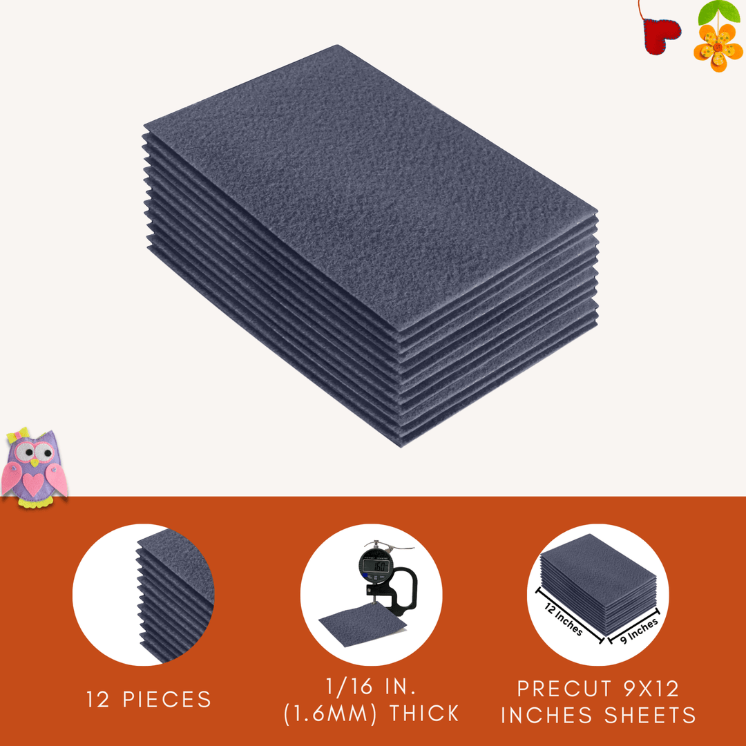Acrylic Felt 9"X12" Sheet Packs | Heather Gray - FabricLA.com