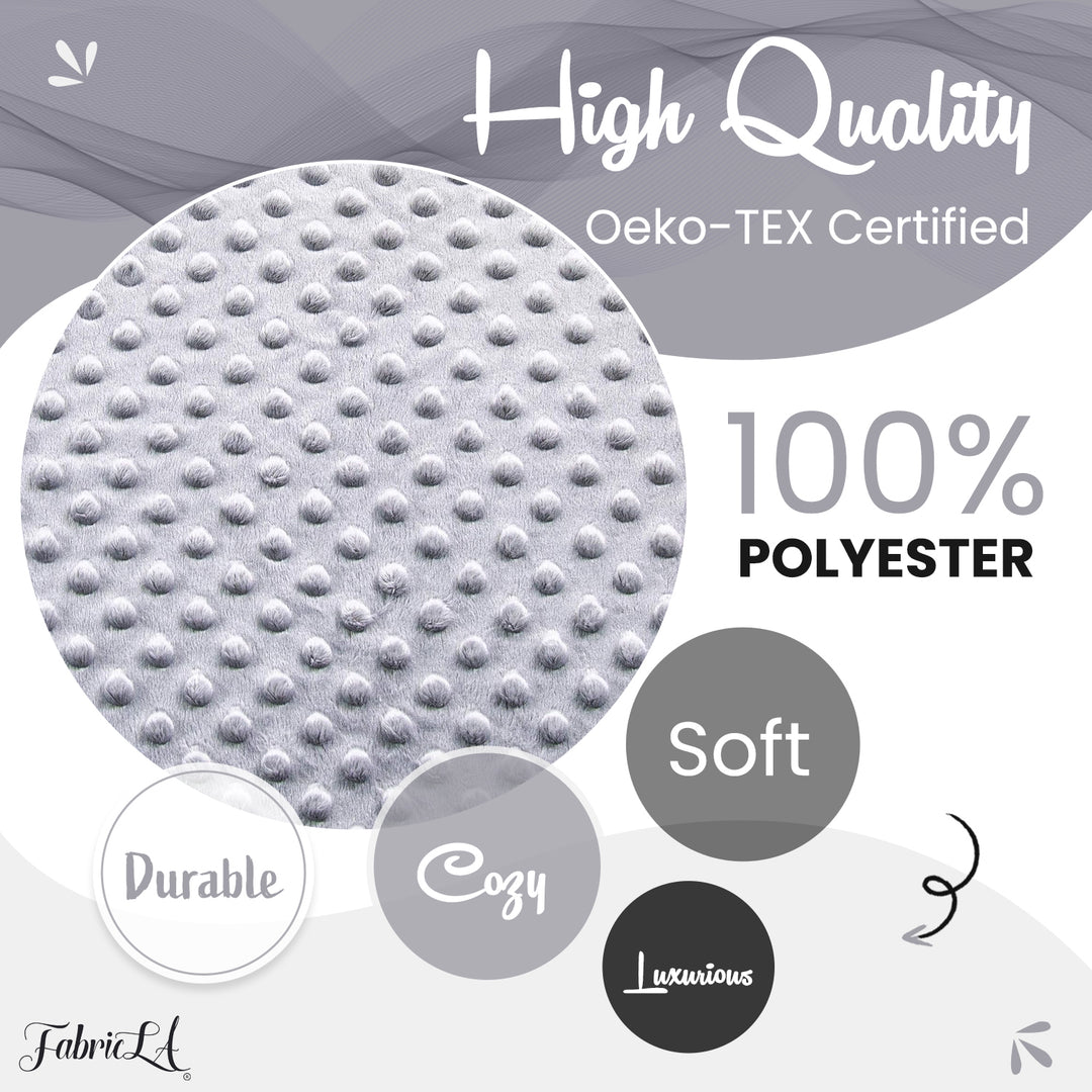 Silver Minky Fabric by the Yard | Oeko-TEX Certified Plush | 60" Wide for Baby Blankets & More - FabricLA.com