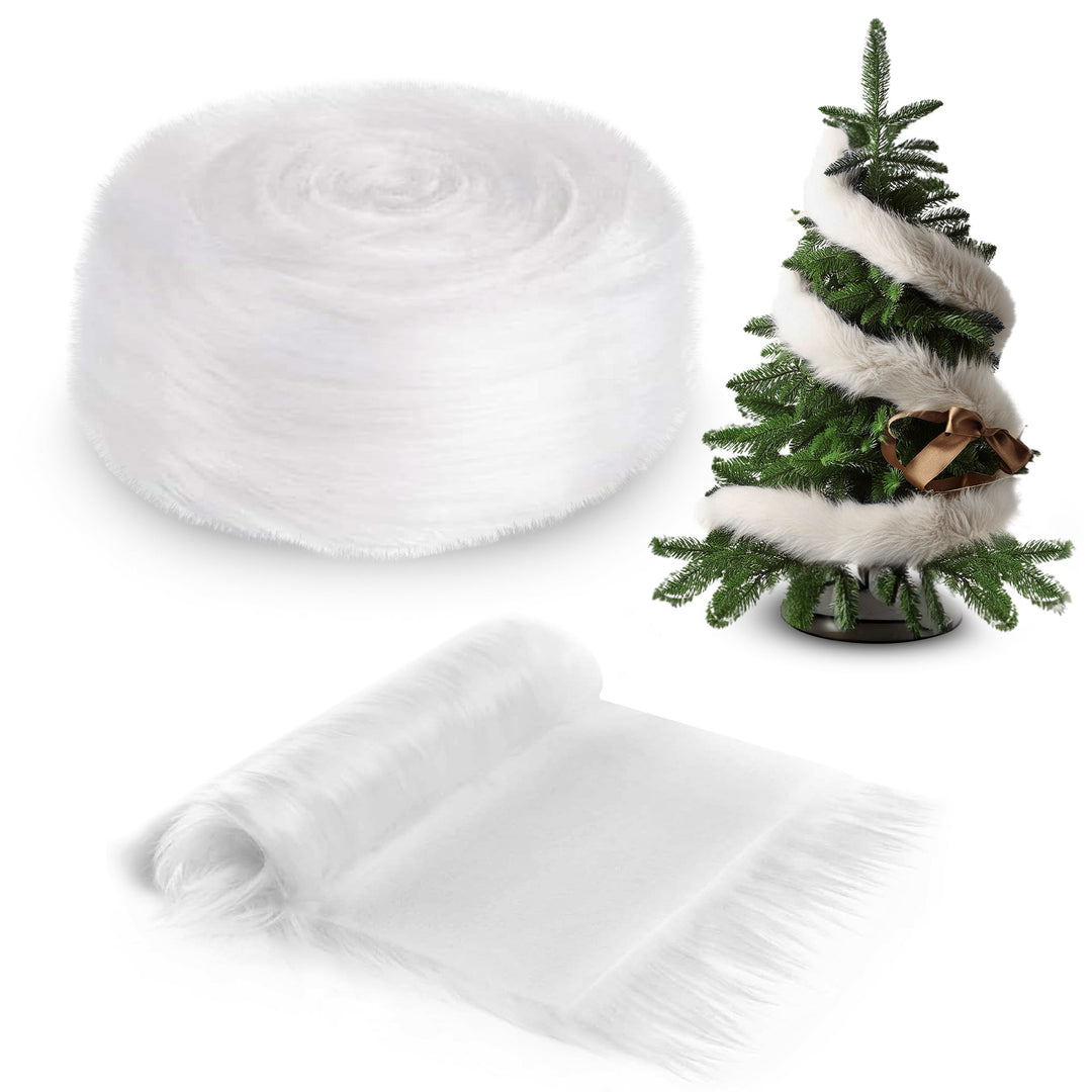 White 4" Wide Faux Fur Ribbon Trim, 3FT Long - Crafting & Decor | FabricLA - FabricLA.com