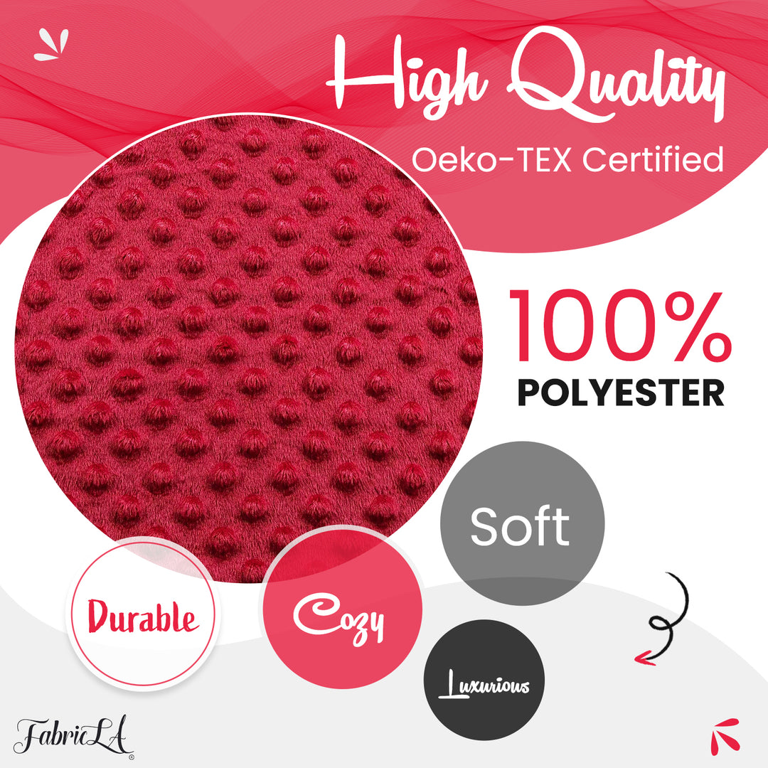 Red Minky Fabric by the Yard | Oeko-TEX Certified Plush | 60" Wide for Baby Blankets & More - FabricLA.com