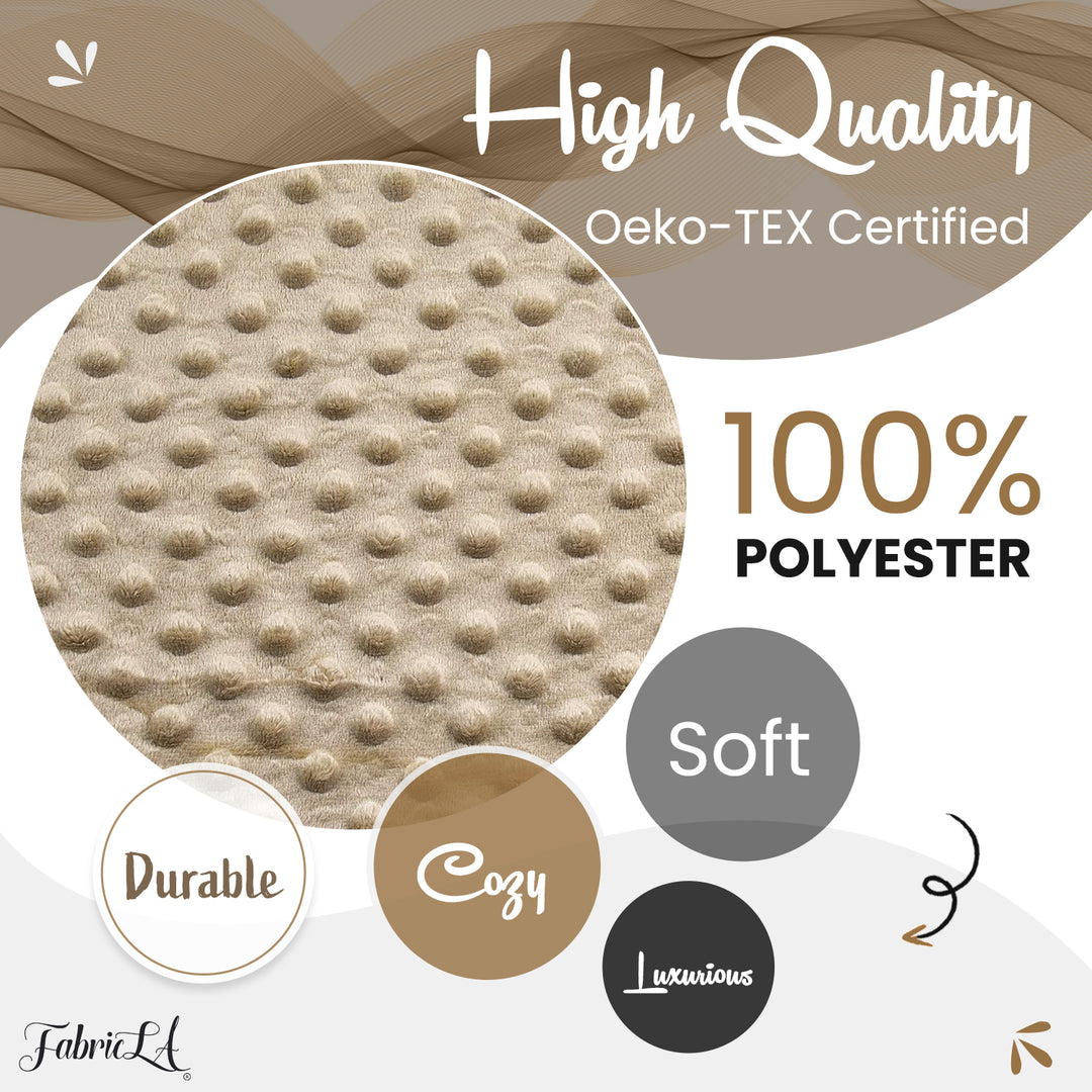 Camel Minky Fabric by the Yard | Oeko-TEX Certified Plush | 60" Wide for Baby Blankets & More - FabricLA.com