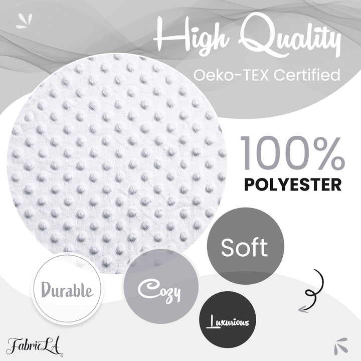 White Minky Fabric by the Yard | Oeko-TEX Certified Plush | 60" Wide for Baby Blankets & More - FabricLA.com