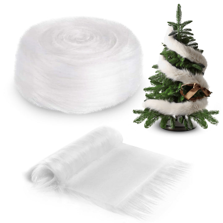 White Faux Fur Ribbon Trim by FabricLA - 1" Wide, 36" Long (3FT) - Perfect for Crafts, Sewing & Christmas Decor, 4-Pack - FabricLA.com