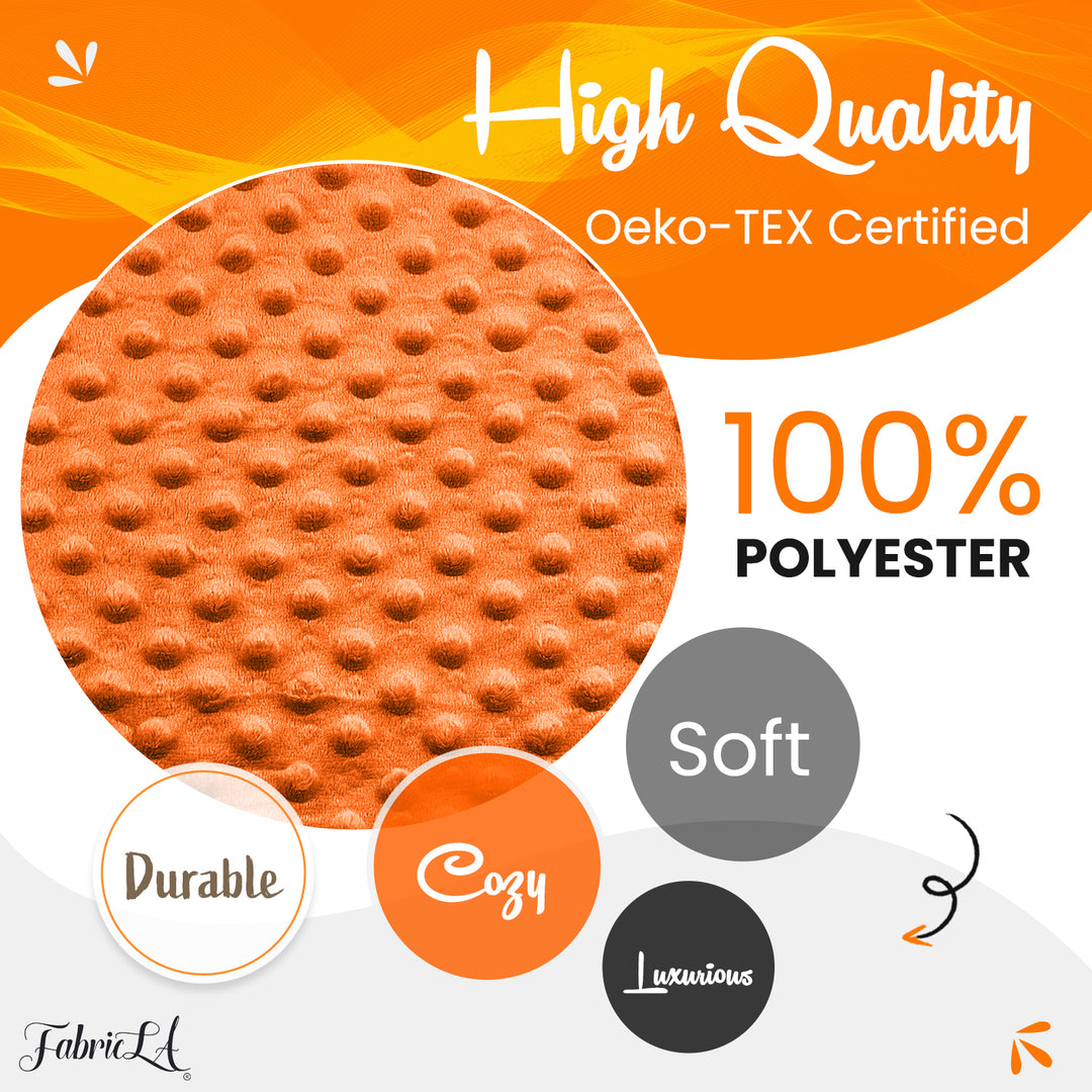 Orange Minky Fabric by the Yard | Oeko-TEX Certified Plush | 60" Wide for Baby Blankets & More - FabricLA.com