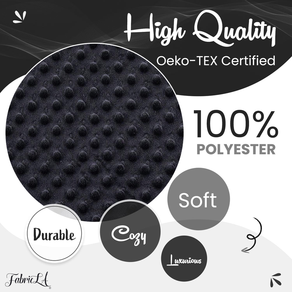 Black Minky Fabric by The Yard | Oeko-TEX Certified Plush Fabric | Soft Minky Dimple Dot Cuddle Fabric | 60" inches Wide | Baby Blanket, Apparel, Throws - FabricLA.com