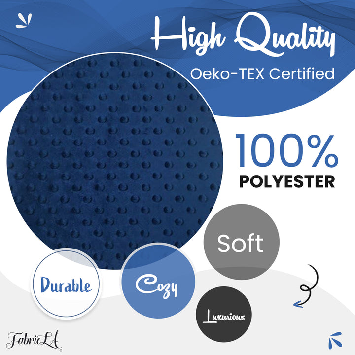 Navy Minky Fabric by the Yard | Oeko-TEX Certified Plush | 60" Wide for Baby Blankets & More - FabricLA.com