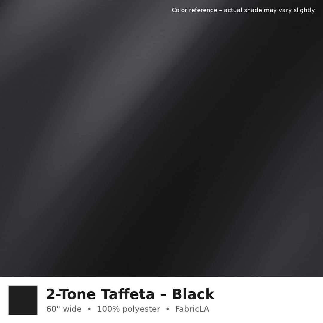 Black 2-tone taffeta fabric, 60 inch wide iridescent polyester – color reference