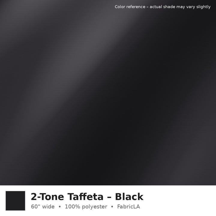 Black 2-tone taffeta fabric, 60 inch wide iridescent polyester – color reference