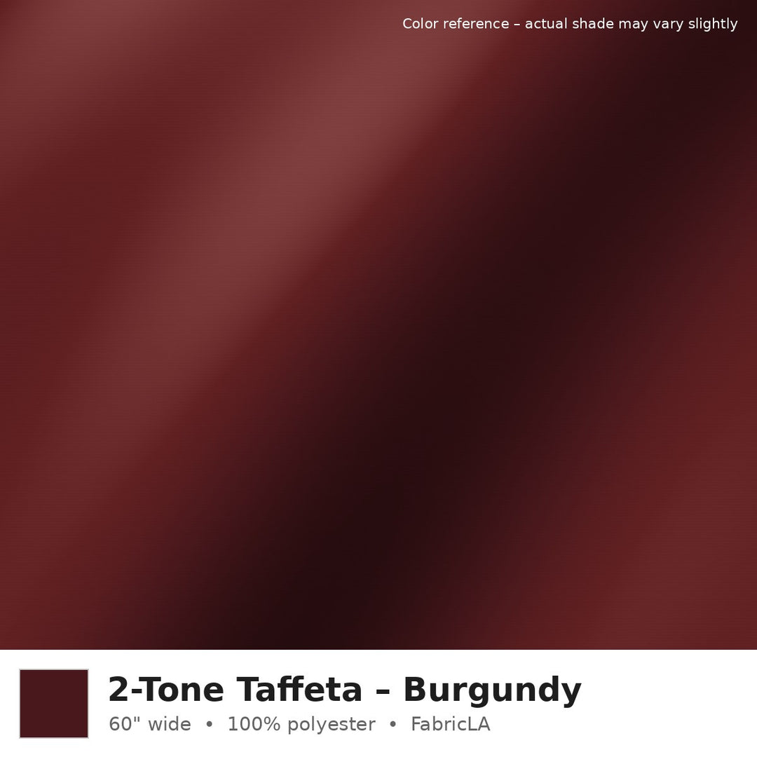 Burgundy 2-tone taffeta fabric, 60 inch wide iridescent polyester – color reference