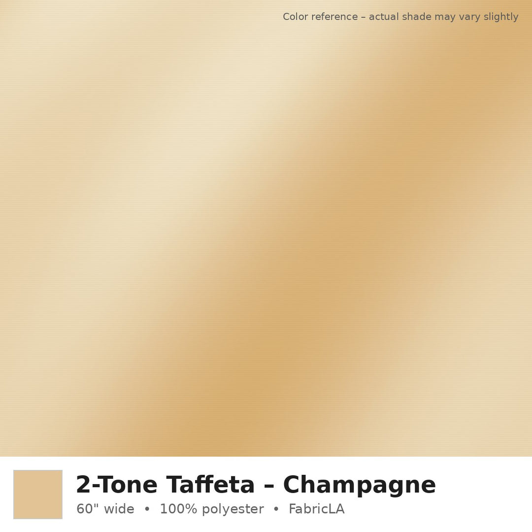 Champagne 2-tone taffeta fabric, 60 inch wide iridescent polyester – color reference