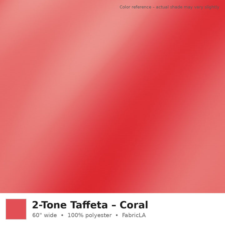 Coral 2-tone taffeta fabric, 60 inch wide iridescent polyester – color reference