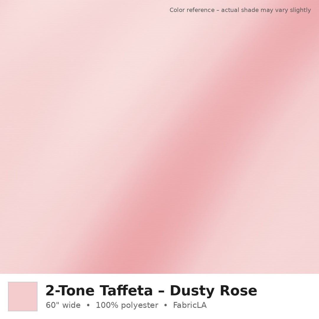 Dusty Rose 2-tone taffeta fabric, 60 inch wide iridescent polyester – color reference