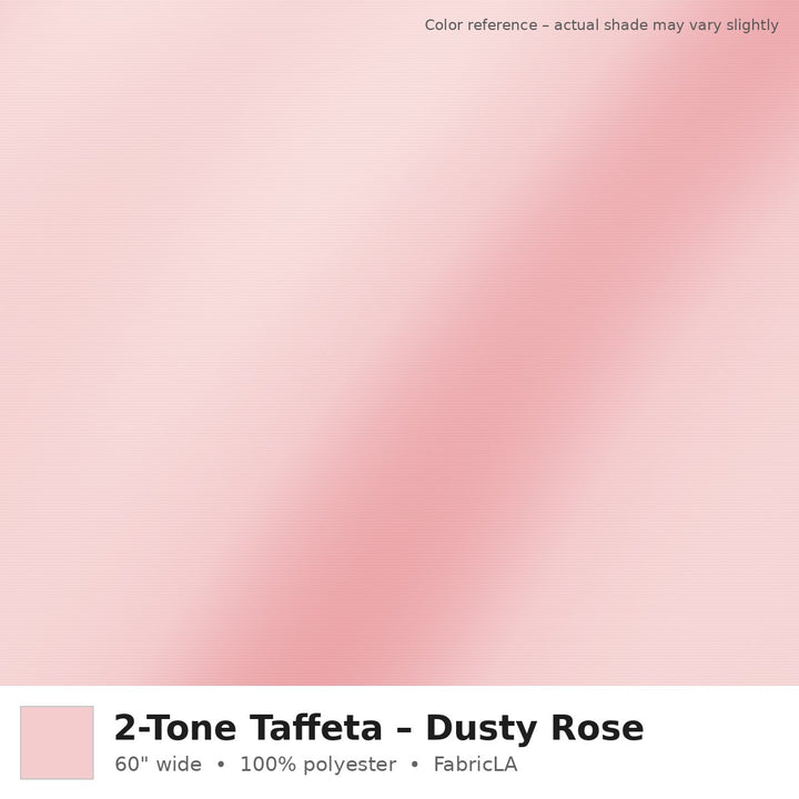 Dusty Rose 2-tone taffeta fabric, 60 inch wide iridescent polyester – color reference