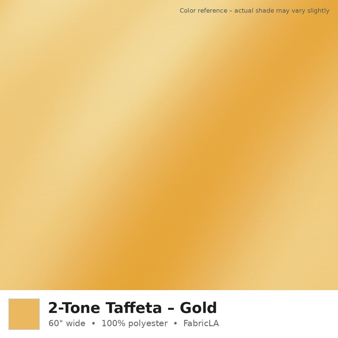 Gold 2-tone taffeta fabric, 60 inch wide iridescent polyester – color reference