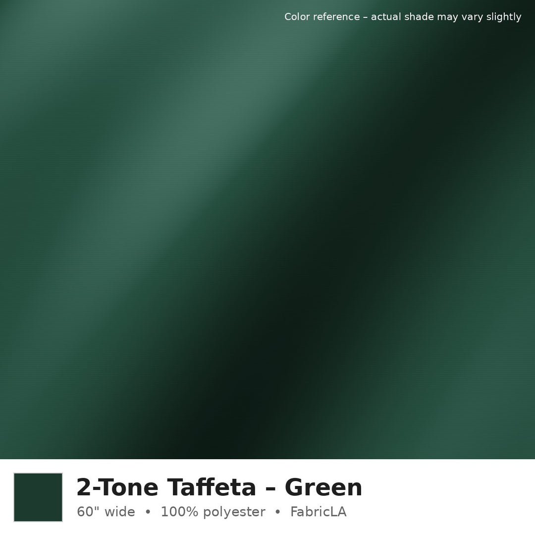 Green 2-tone taffeta fabric, 60 inch wide iridescent polyester – color reference
