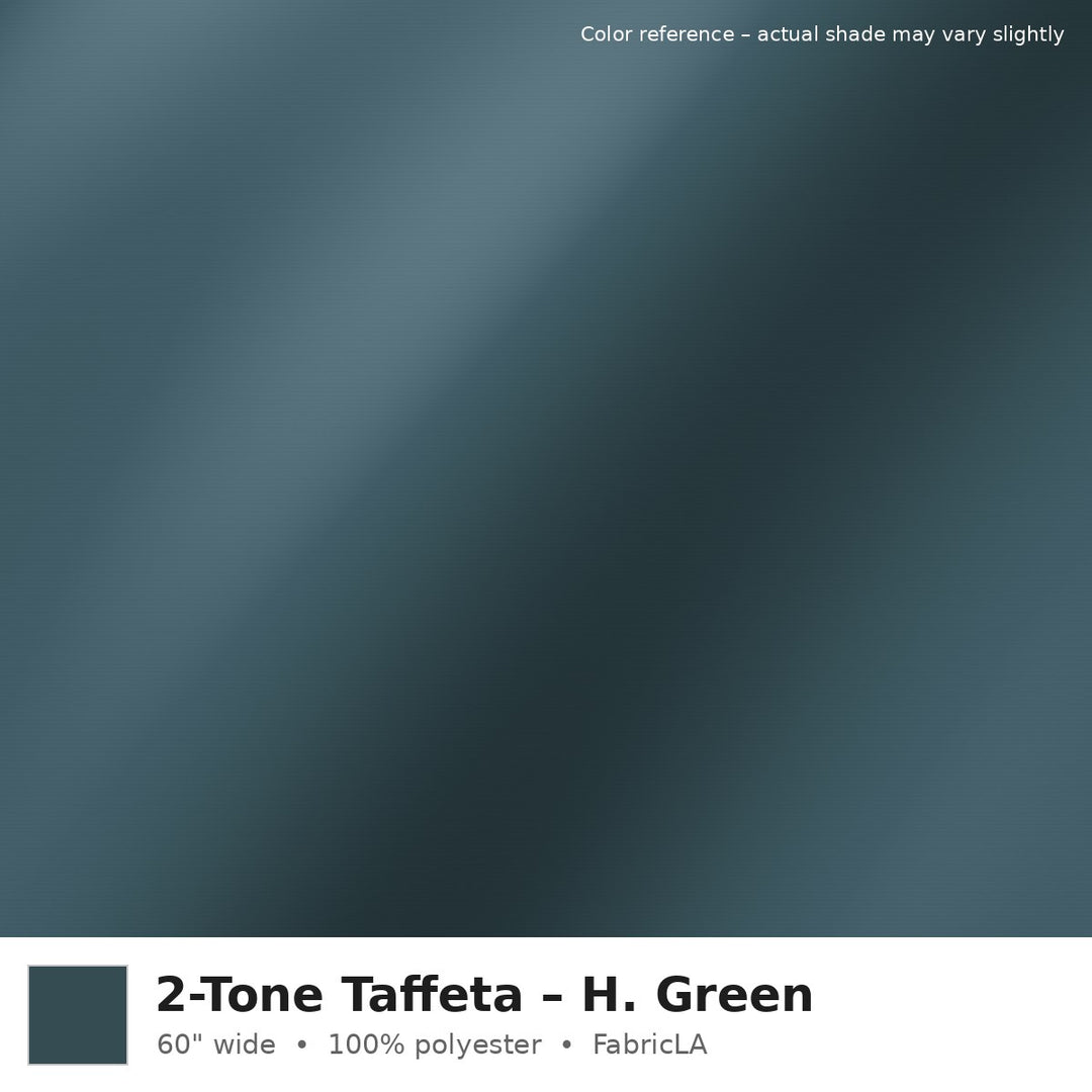H. Green 2-tone taffeta fabric, 60 inch wide iridescent polyester – color reference