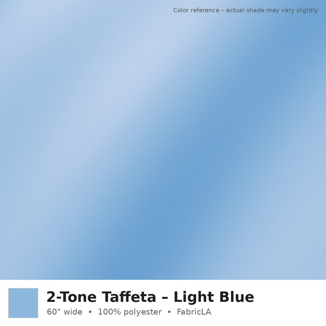 Light Blue 2-tone taffeta fabric, 60 inch wide iridescent polyester – color reference