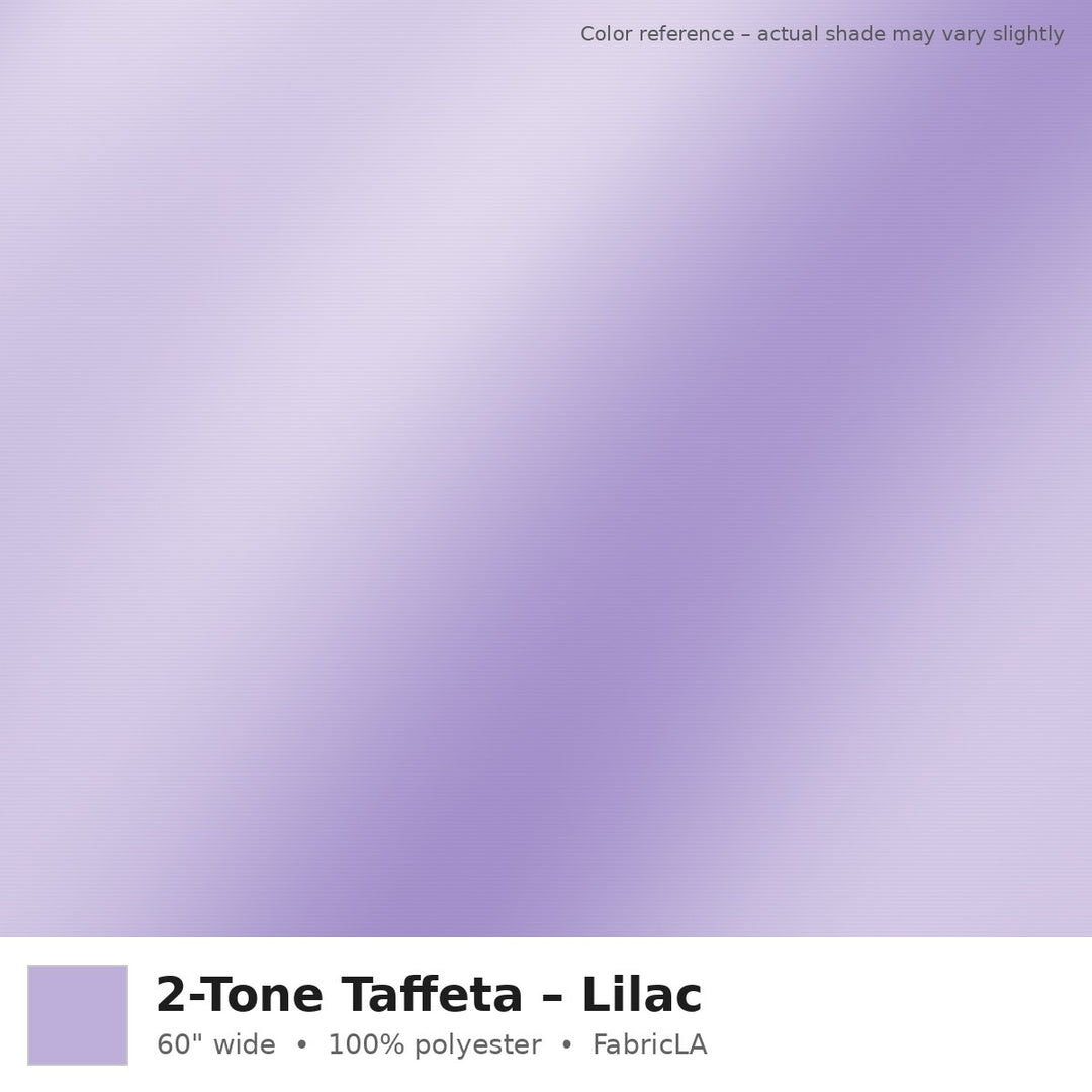Lilac 2-tone taffeta fabric, 60 inch wide iridescent polyester – color reference