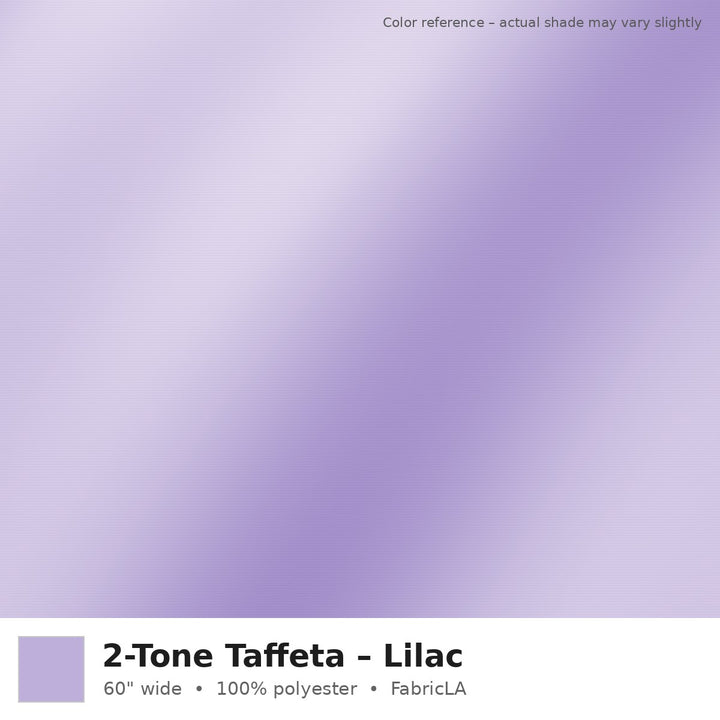 Lilac 2-tone taffeta fabric, 60 inch wide iridescent polyester – color reference
