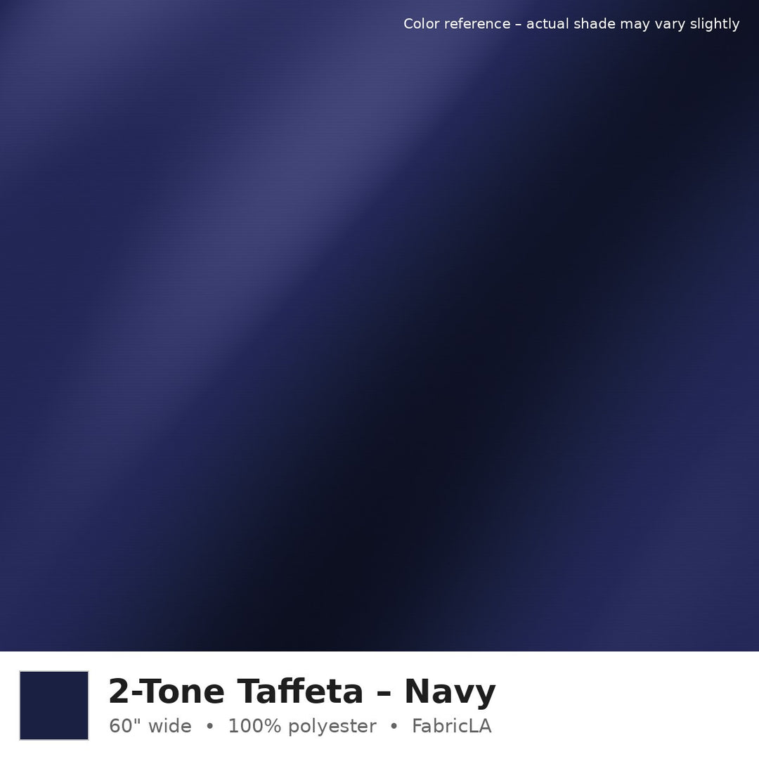 Navy 2-tone taffeta fabric, 60 inch wide iridescent polyester – color reference