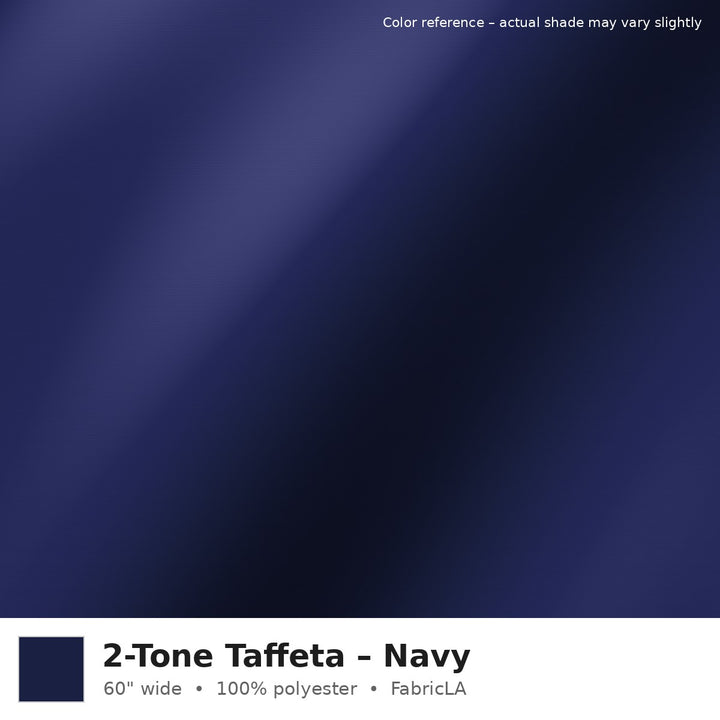 Navy 2-tone taffeta fabric, 60 inch wide iridescent polyester – color reference