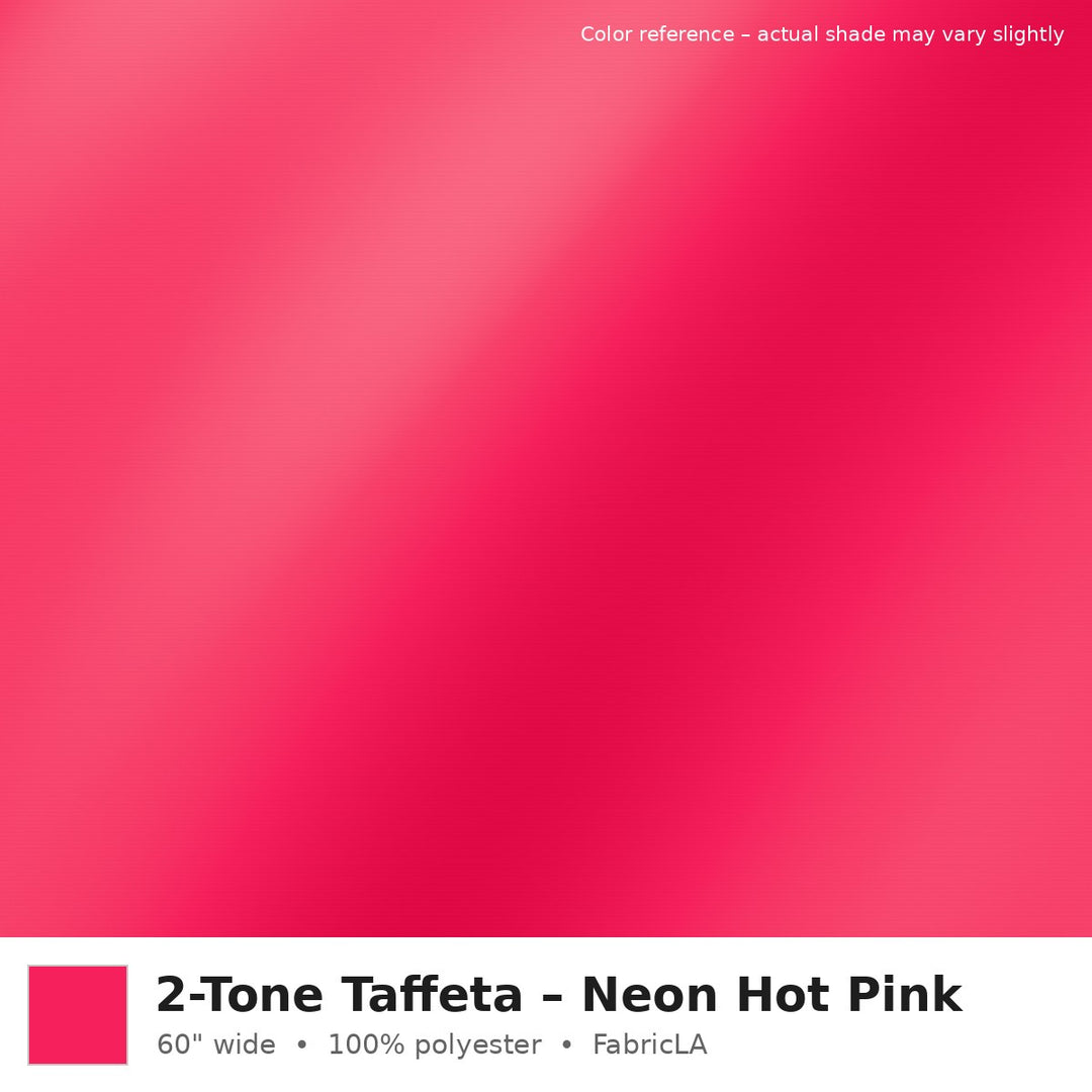 Neon Hot Pink 2-tone taffeta fabric, 60 inch wide iridescent polyester – color reference