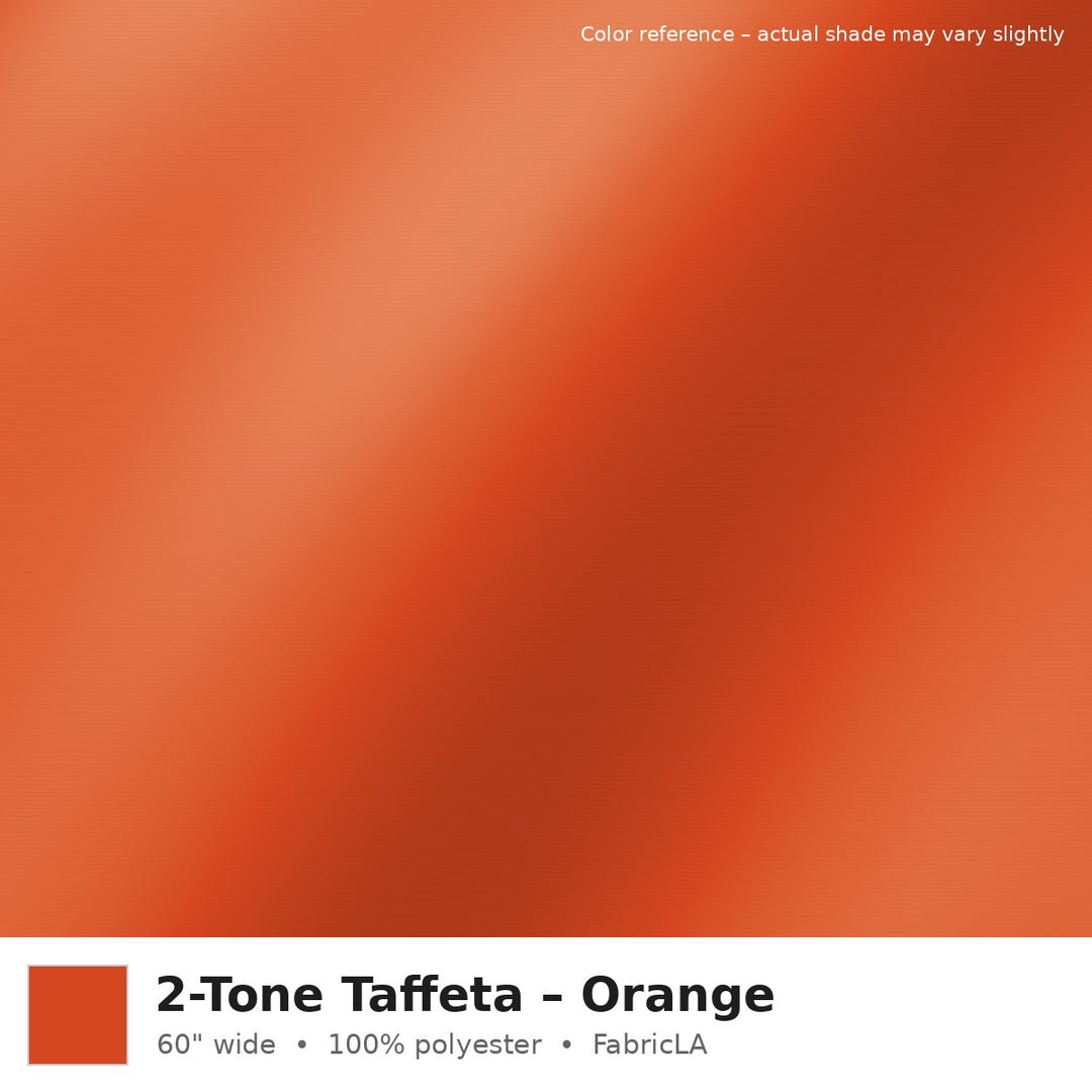 Orange 2-tone taffeta fabric, 60 inch wide iridescent polyester – color reference