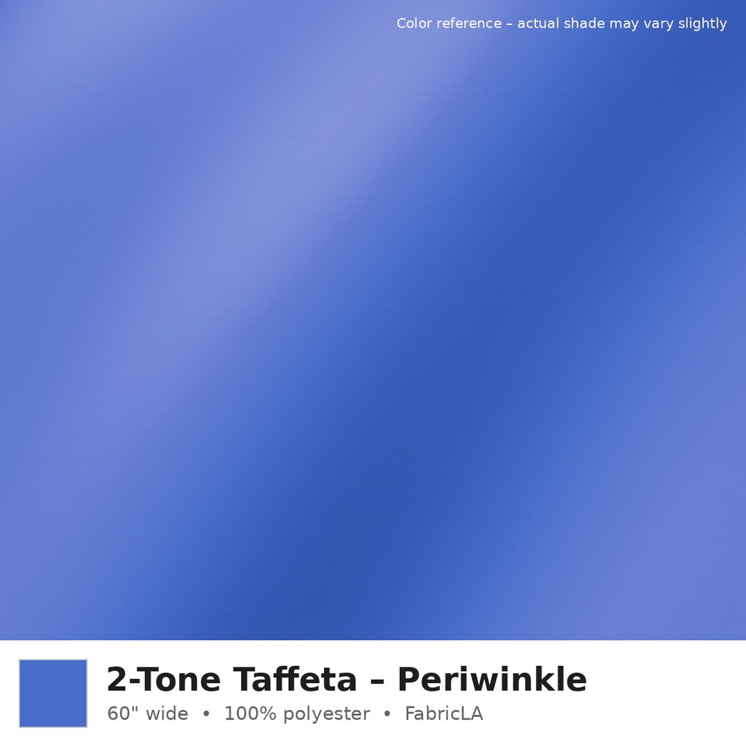 Periwinkle 2-tone taffeta fabric, 60 inch wide iridescent polyester – color reference