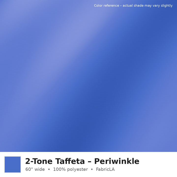 Periwinkle 2-tone taffeta fabric, 60 inch wide iridescent polyester – color reference