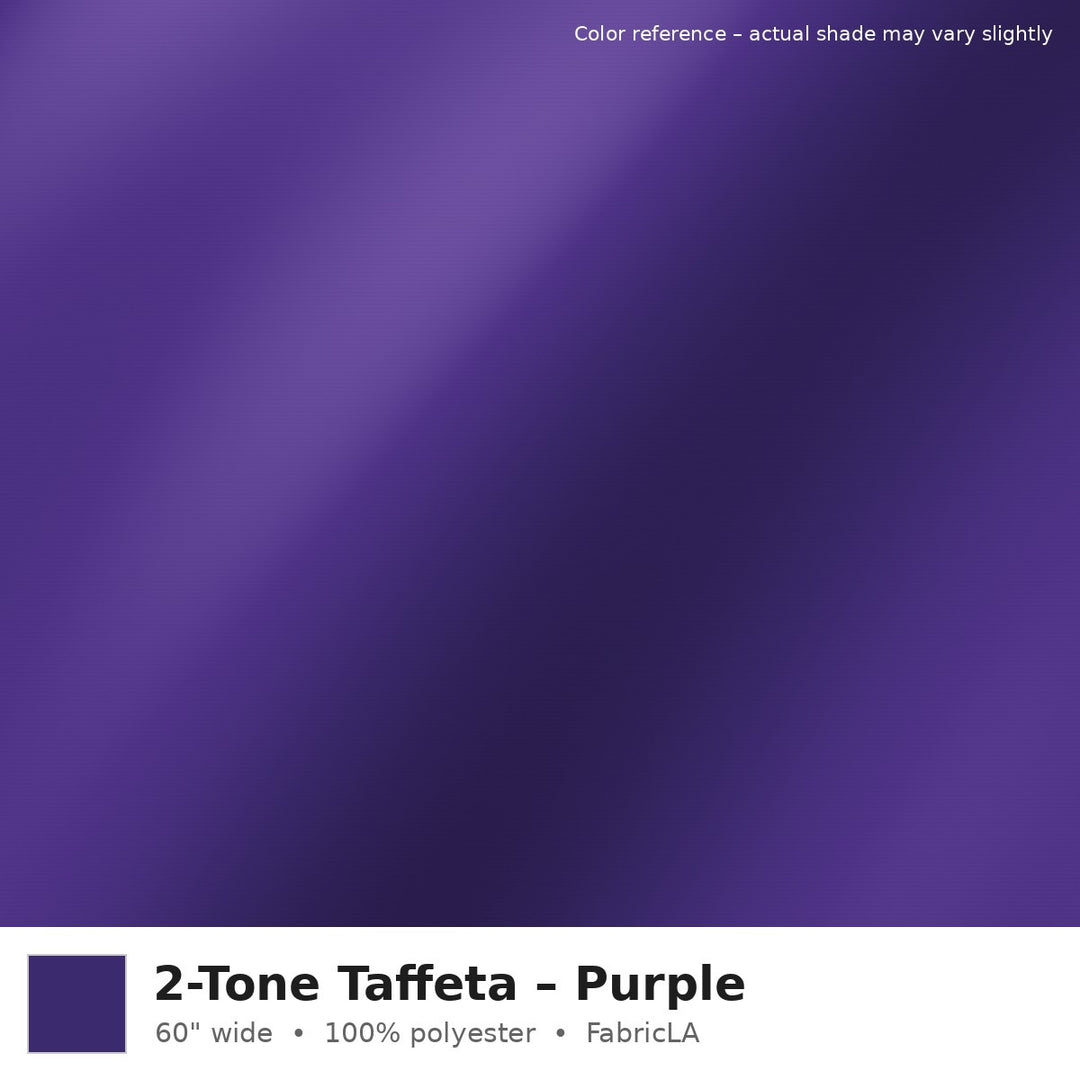 Purple 2-tone taffeta fabric, 60 inch wide iridescent polyester – color reference