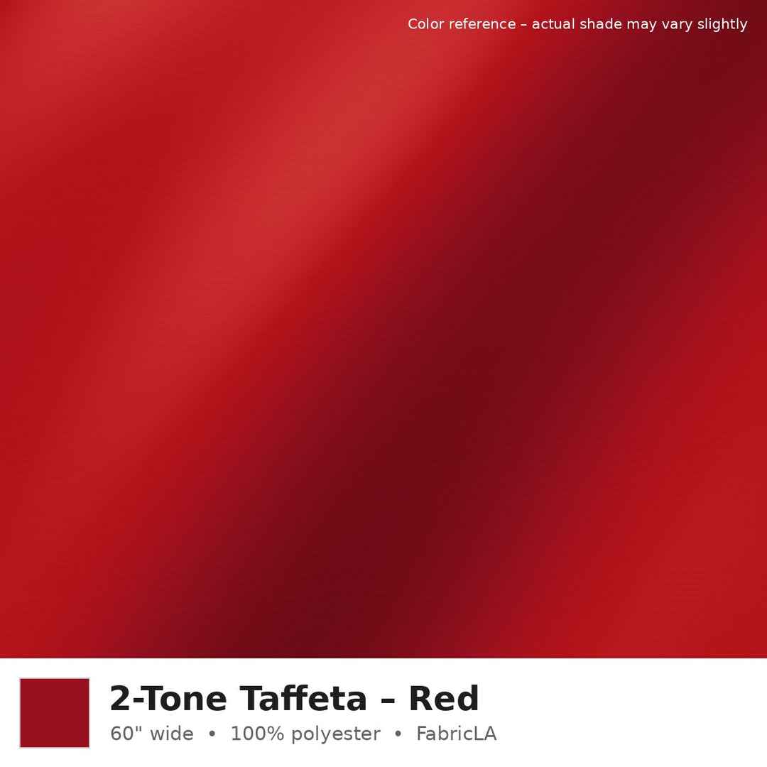 Red 2-tone taffeta fabric, 60 inch wide iridescent polyester – color reference