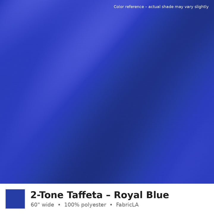 Royal Blue 2-tone taffeta fabric, 60 inch wide iridescent polyester – color reference