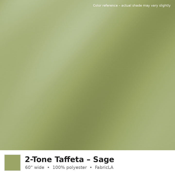 Sage 2-tone taffeta fabric, 60 inch wide iridescent polyester – color reference