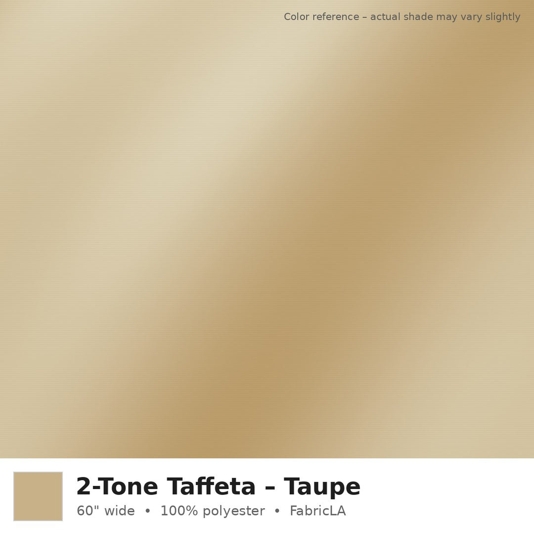Taupe 2-tone taffeta fabric, 60 inch wide iridescent polyester – color reference