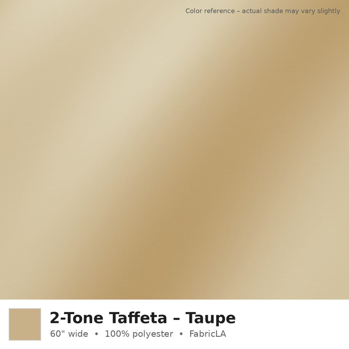 Taupe 2-tone taffeta fabric, 60 inch wide iridescent polyester – color reference