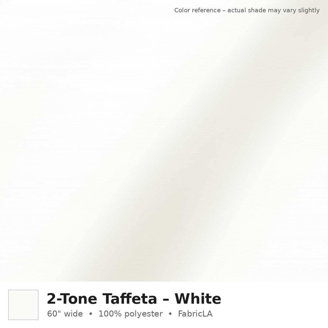 White 2-tone taffeta fabric, 60 inch wide iridescent polyester – color reference