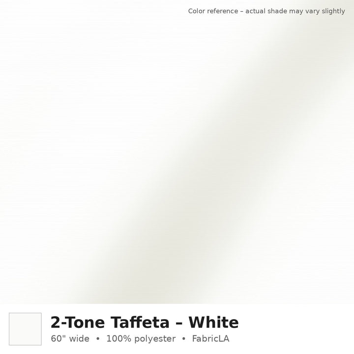 White 2-tone taffeta fabric, 60 inch wide iridescent polyester – color reference