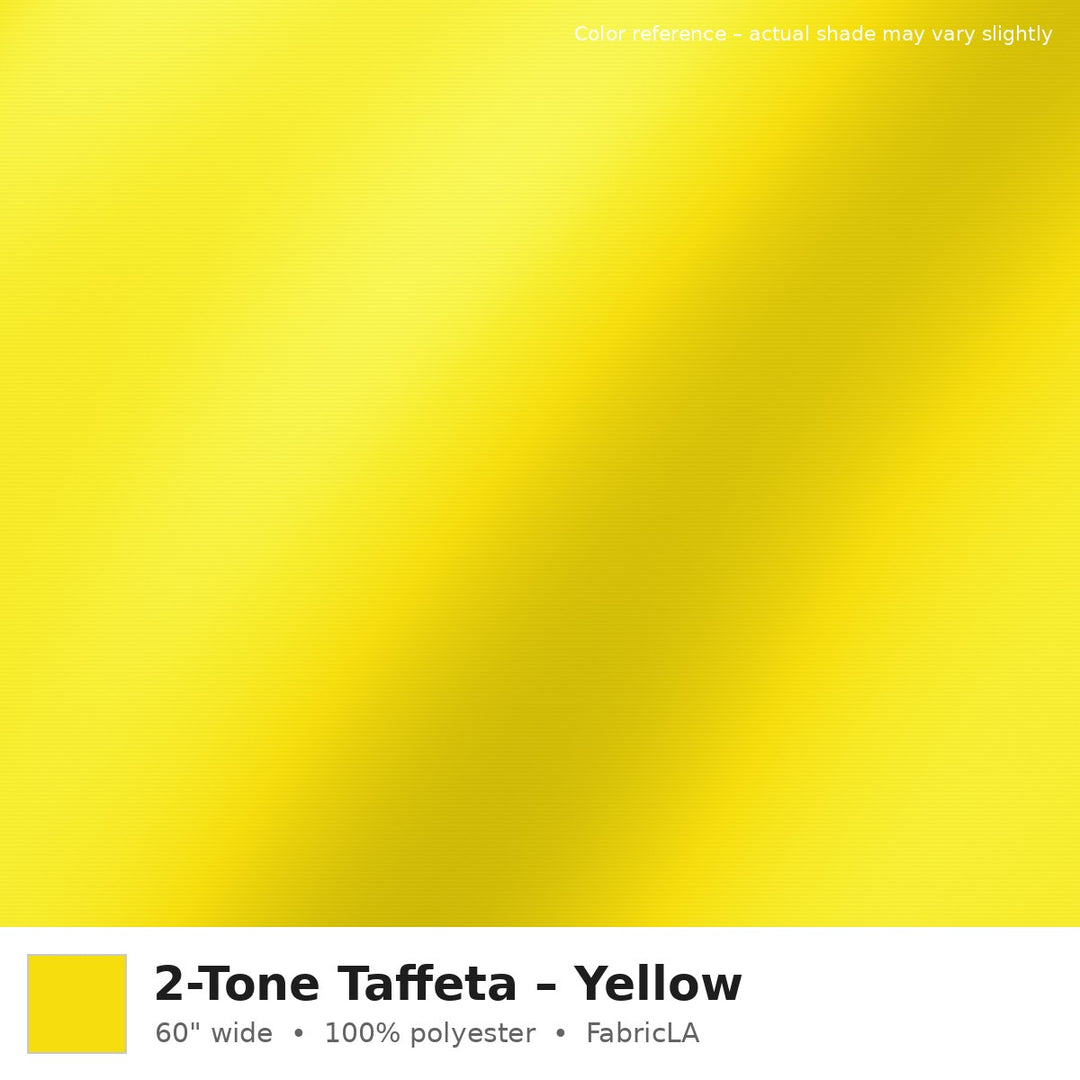 Yellow 2-tone taffeta fabric, 60 inch wide iridescent polyester – color reference